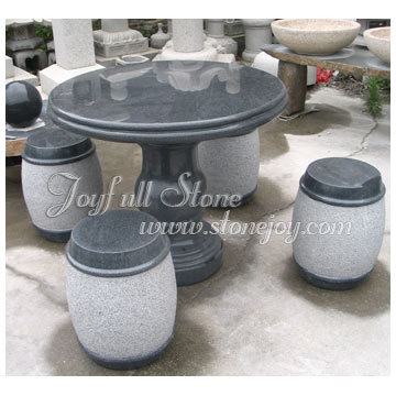 Black Stone Outdoor Table Set