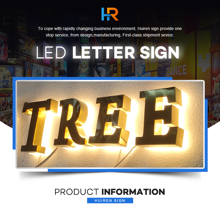 Backlit advertising customized sign metal mirror finished channel 3d logo signs led lighting letters