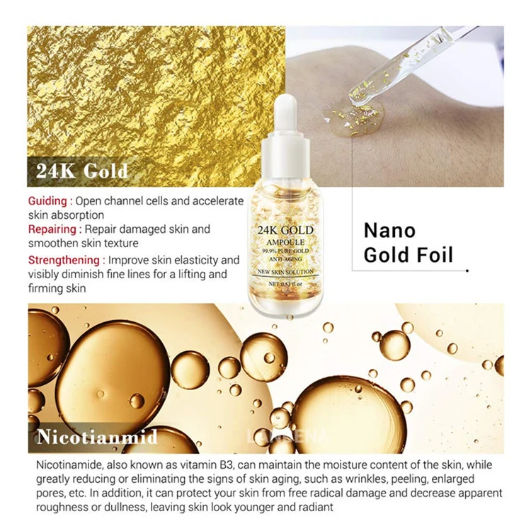 24K Gold Collagen Ampoule Lifting Serum for Moisturizing Firming Flexible