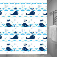 blue whale shower curtain ocean series