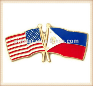 2014 New Custom Metal USA and Philippines Crossed Friendship Flag Lapel Pin