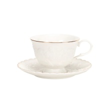 Bulk White Embossed Ceramic Tea Cups and Saucers Porcelain Cup Set