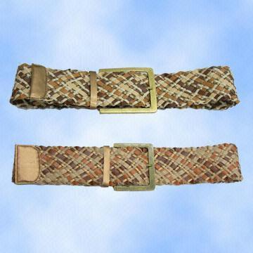 Wide Plaited Belt with Large Buckles
