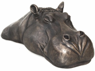 bronze hippo head statue sculpture