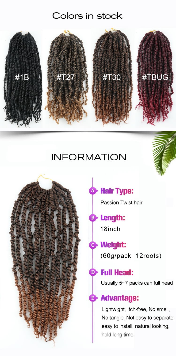 Julianna Hair Wholesale Price Pretwisted Kinky Long 22 Inch Pre Twisted 24 Inch Pre Passion Twist Crochet Braiding Hair