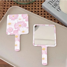 Wholesale Custom Logo Square INS Flower Small Metal Cosmetic Mirror - Private Label Single Side Makeup Hand Mirror