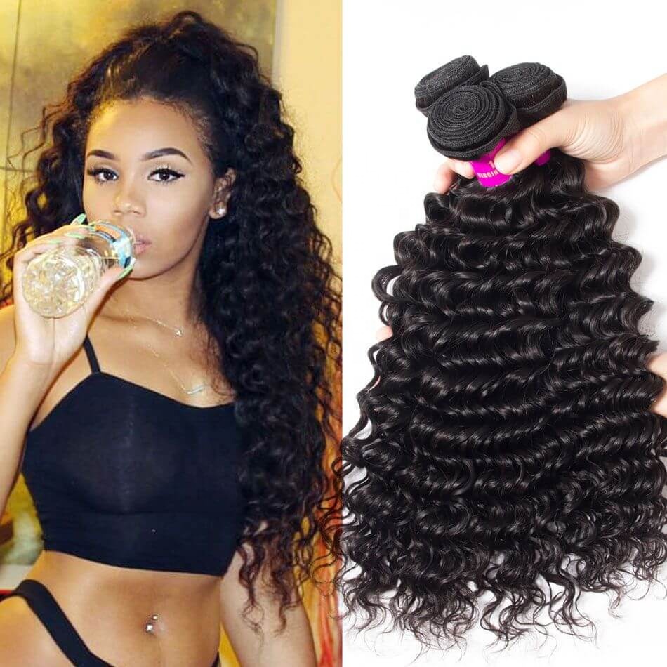 100% Human Hair Lace Front Wig Deep Wave Virgin Hair Lace Wig For Black Women Pre Pluck Lace Wig With Baby Hair