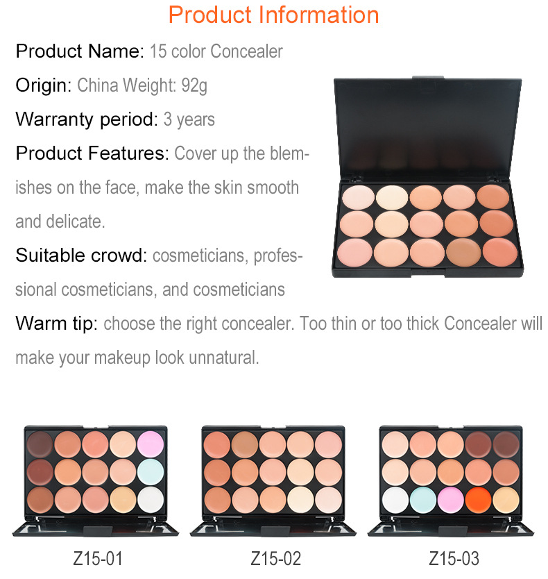 15 colors concealer foundation cream natural dark circles uniform skin color makeup wholesale neutral printable logo