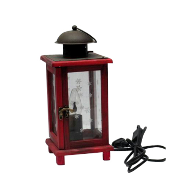 Derby red wooden table flame lamp