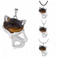 Tigres ocular suerte collar de zorro para mujeres hombres curativos de cristal amuleto de animales colgantes de piedra preciosa regalos de joyería