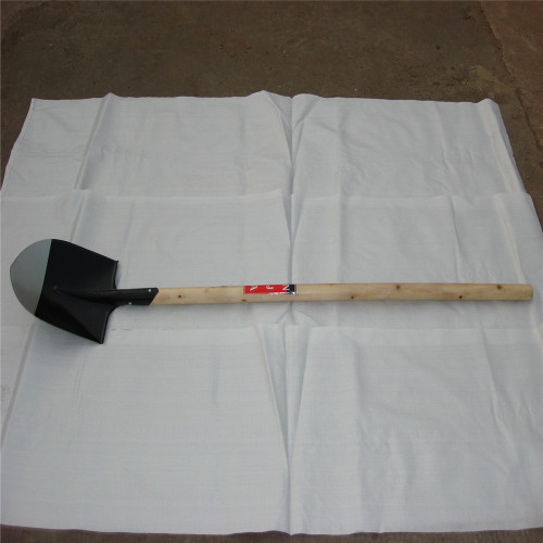 wooden handle V Plastic grip carbon steel shovel