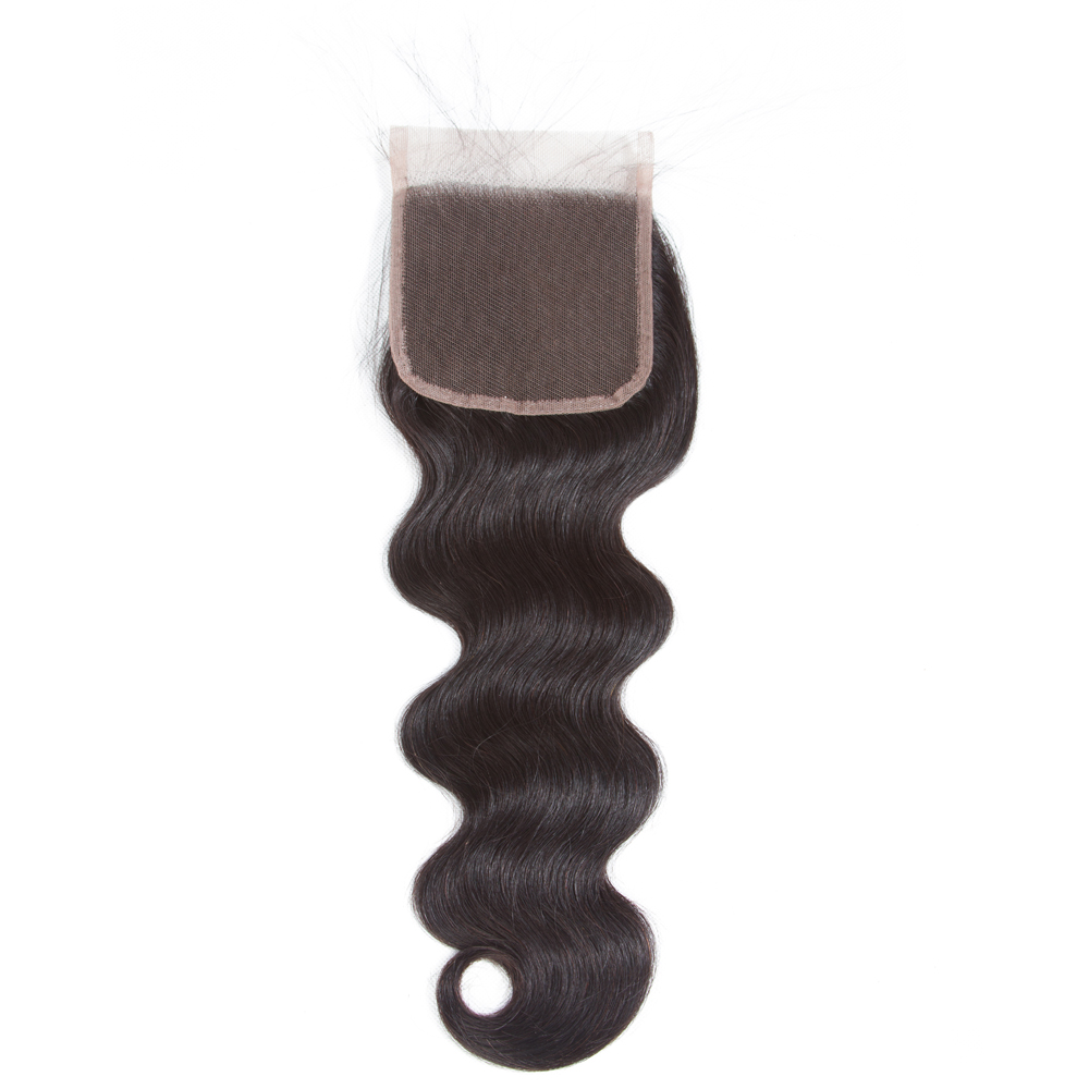 No Shedding No Tangle 10A 4x4 Swiss Lace Natural Color 100% Brazilian Virgin Human Hair Body Wave 10"-20" Lace Closure