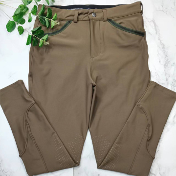 Pantalones de montar para hombres de poliéster elástico marrón de alta calidad