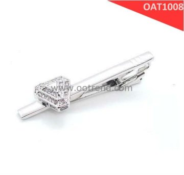 Tie clips, elegant shiny tie clips, with shiny crystal inlaid