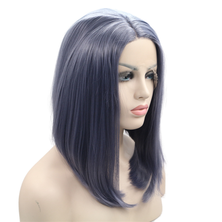 Popular Purple Color Quality Synthetic Fibre Hair  Lace Front Wigs