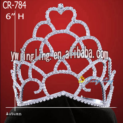 Tall New Year Rhinestone Tiaras Crown Girl