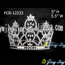 Concurso de belleza de Rhinestone corona completo redondo Tiara