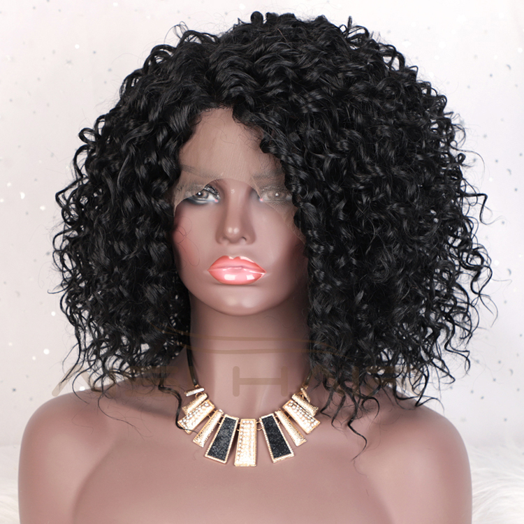 Aisi Hair Hign Quality Short Bob Kinky Curly Natural Black Wig Afro Deep Curly Synthetic Hair Lace Frontal Wigs For Black Women