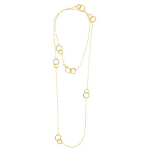 Generous gold thin strands necklace with circles