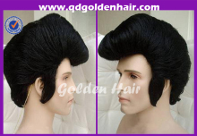 Golden Hair Heat Resistant Synthetic Cosplay Scene Short Hair Wig Men Elvis Wig