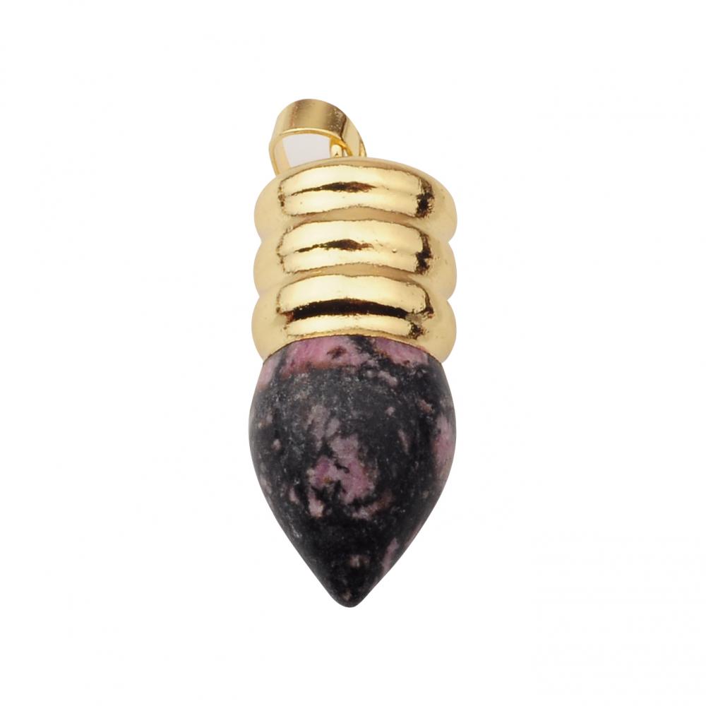 Ampoule naturelle rhodochrosite cristal pendentif plaqué or