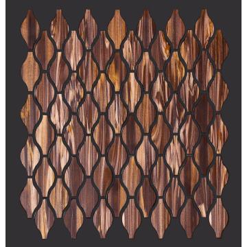 Bathroom Brown Gold Powder Pattern Glass Mosaic Tiles