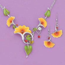 Gingkgo leaf jewelry set for women designing