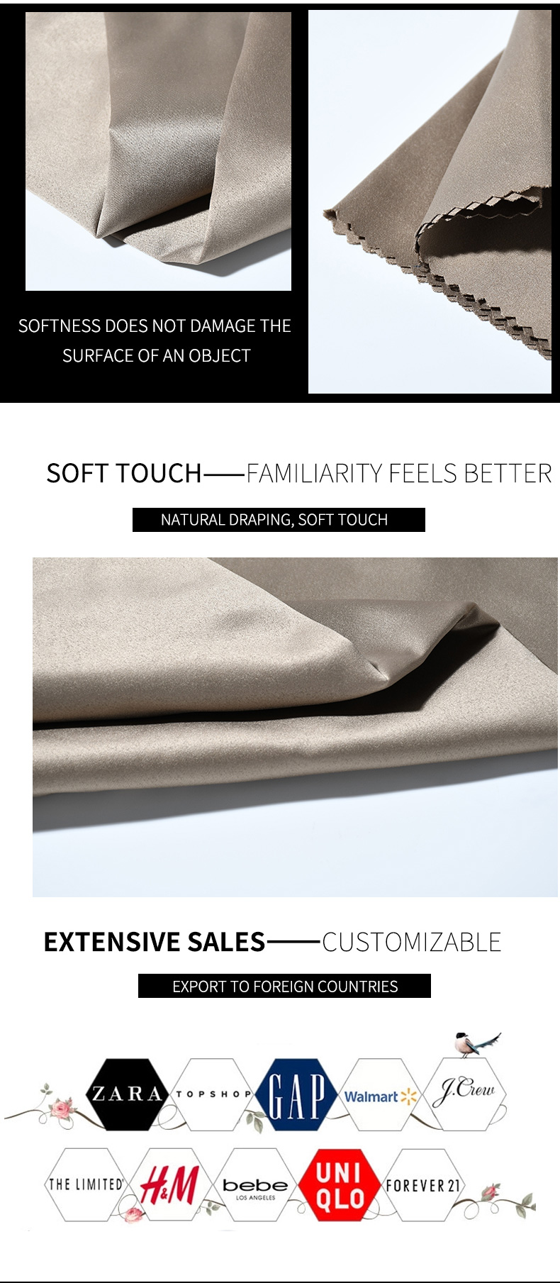 WuJiang false twist polyester crepe stretch satin twill fabric