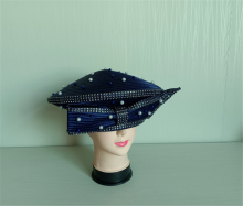 Stain Ribbon Pillbox Rhinestone Church Millinery Party Hat