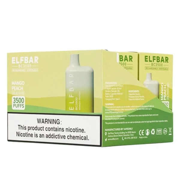 مجموعة Elf Bar Lux 1800Puffs للاستخدام لمرة واحدة سعة 850 مللي أمبير في الساعة