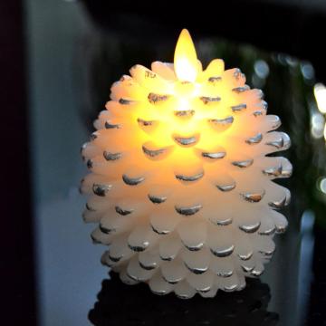 Christmas Pinecone Led Flameless Battery Candles With Timer