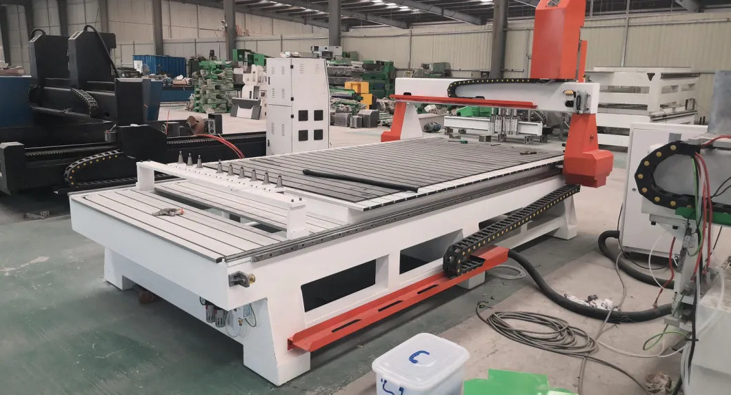 Woodworking Machinery 1325 4 Axis CNC Router Carving Engraving Cutting Machine with Rotary Axis Auto Tool Changer Atc 9kw Air Cooling Spindle