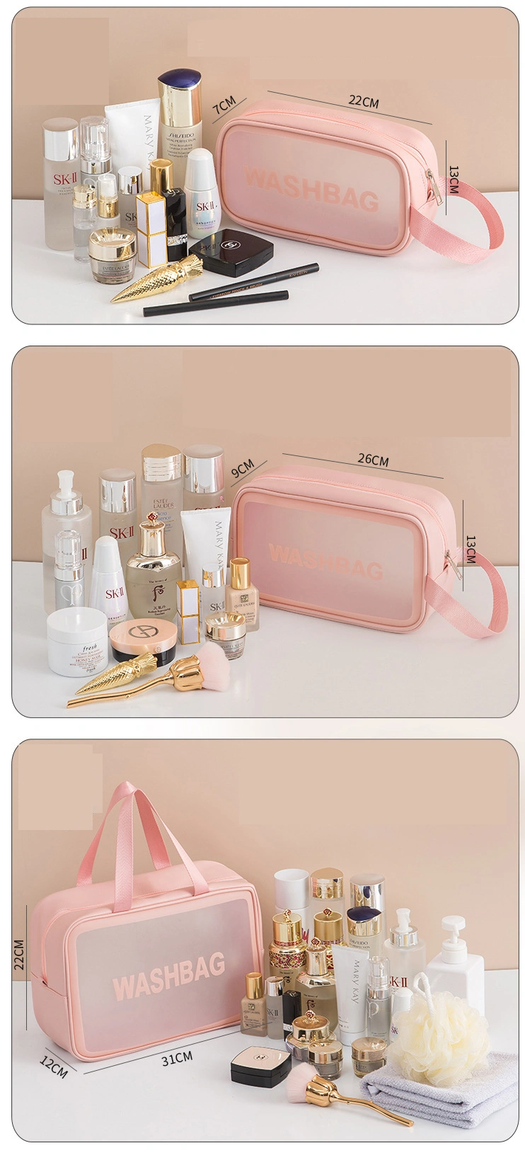 PVC Transparent Waterproof Cosmetic Bag Travel Toiletry Bag Cosmetic Storage Bag Makeup Bags