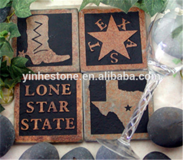 Wholesale new design handmade colorful slate stone coasters