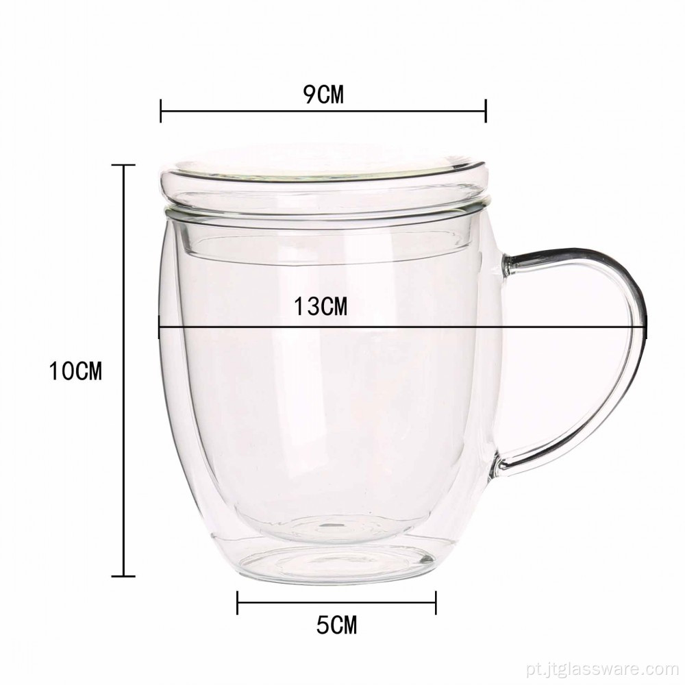 Copo de vidro para beber caneca com alça