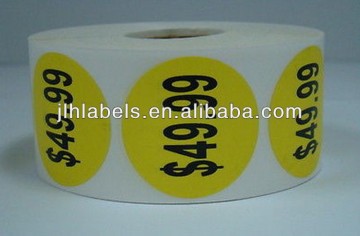 Round YELLOW Pricing Labels Stickers