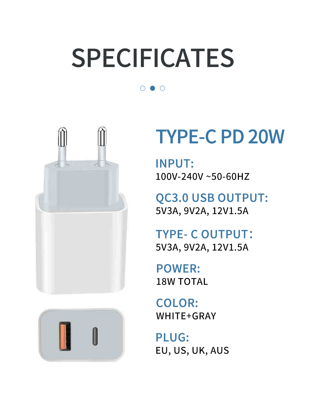 Dual Port Quick pd charger for smart phones