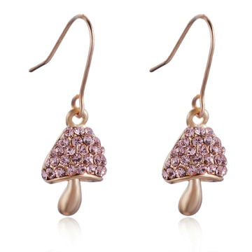 Little diamond mushroom drop earrings gold plated earrings