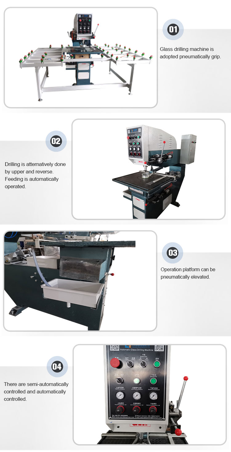 Horizontal Automatic Operated Glass Drilling Machine For Window Door Glass Processing