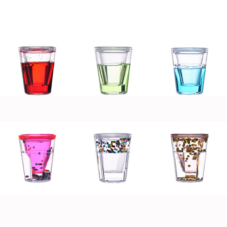 Durable Double Walled Chilling Shot Glasses, BPA Free Plastic Freezer Gel Shot Mugs Colorful Wine Glasses For Birthday, Holiday