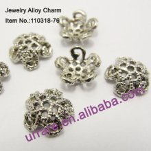Antic Silver Flower Metal Beads Caps
