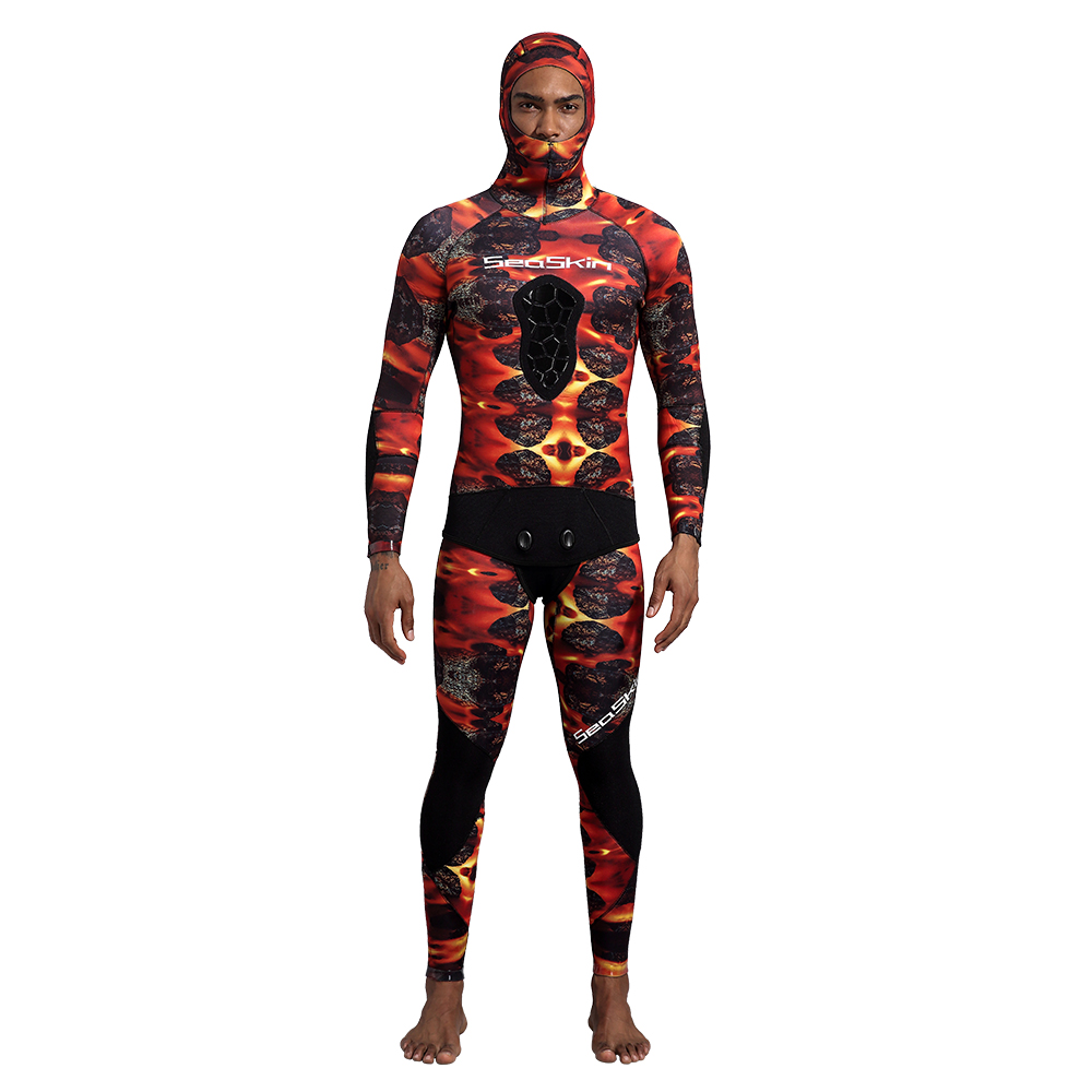 Seaskin Hooded Camo Spearfishing Suit untuk Lelaki