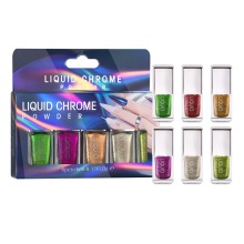 Nail Liquid Laser Magic Mirror Powder Set - 6pcs Non Flying Powder
