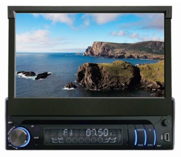 Car stereo 7 inch universal 1 din car dvd gps with retractable screen