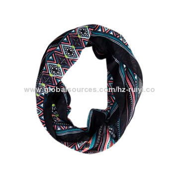 Eclectic Striped Infinity Printing Woven Scarf