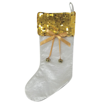 Christmas gold sequin and plush stocking