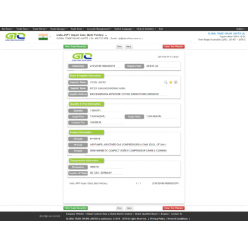 Compressor voor India Import data