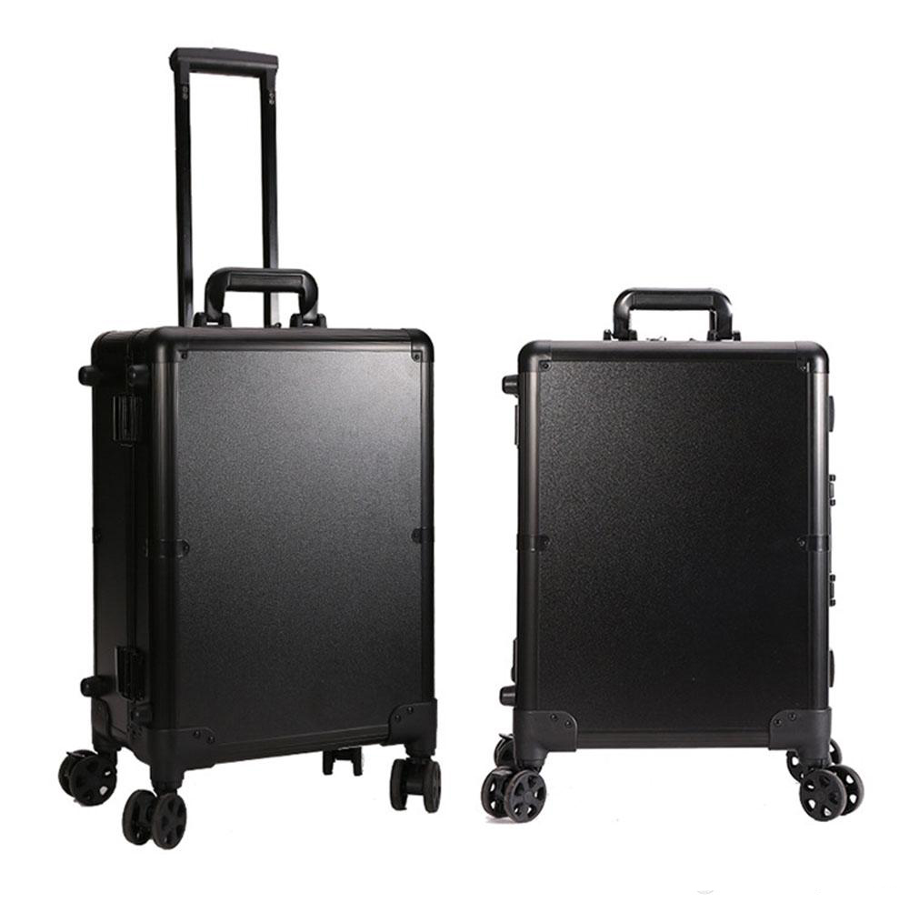 LED Makeup Train Case Lighted Rolling Travel Portable Cosmetic Organizer Box with Mirror and 4 Detachable Wheels Black