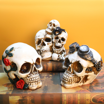 Halloween Home Decor: Human Skull Head Statue & Ghost Resin Crafts