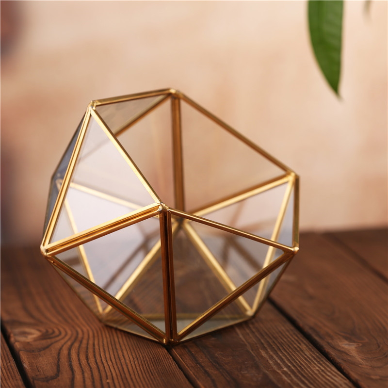 Hot selling groothandel kamerplant rose goud glas terrarium geometrische: